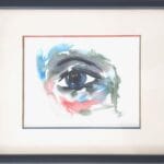 Photo de l'aquarelle encadrée L'oeil réalisée par Christelle Lachambre artiste-peintre