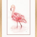 Illustration du rendu potentiel de l'option d'encadrement de l'oeuvre Flamand rose cerisier réalisée par Christelle Lachambre artiste-peintre