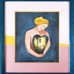 Aquarelle représentation du concept de bienveillance envers soi-même et son encadrement personnalisé réalisés par Christelle Lachambre artiste-peintre