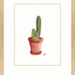 Illustration potentielle du rendu de l'option d'encadrement de l'oeuvre Cactus en pot n°2 réalisée par Christelle Lachambre artiste-peintre